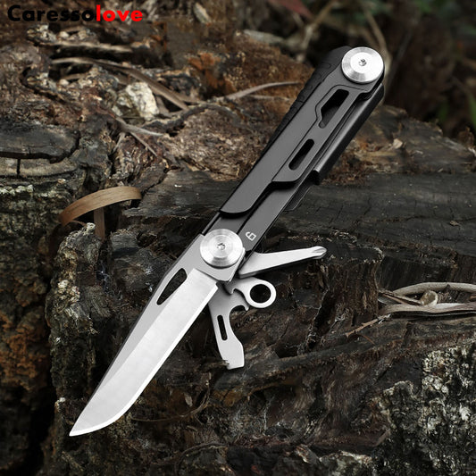 Caressolove Multi Tool Pocket Knife, 8-In-1 Folding Knife, Survival Camping Knife With Fire Starter