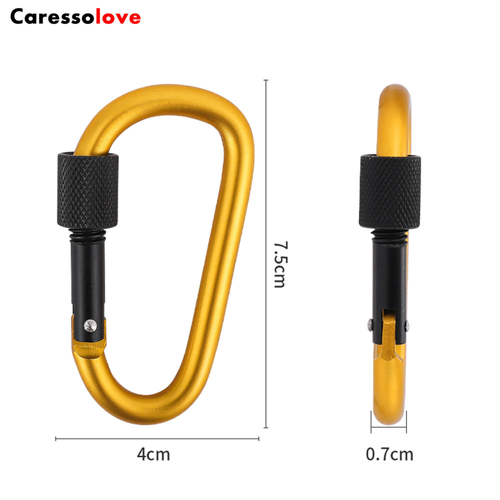 Careolove 8PCS Screwgate Locking Carabiner Clip, Aluminum D Ring Shape Professional Rock Climbing Carabiner Screw Lock, For Hiking Camping Fishing And Outdoor Use