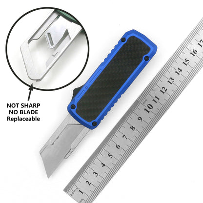 Caressolove OTF Retractable Utility Knife, 3.5 Inch Aluminum Handle with Pocket Clip, 5pcs SK5 Replacement Blades Boxcutter For Office Work