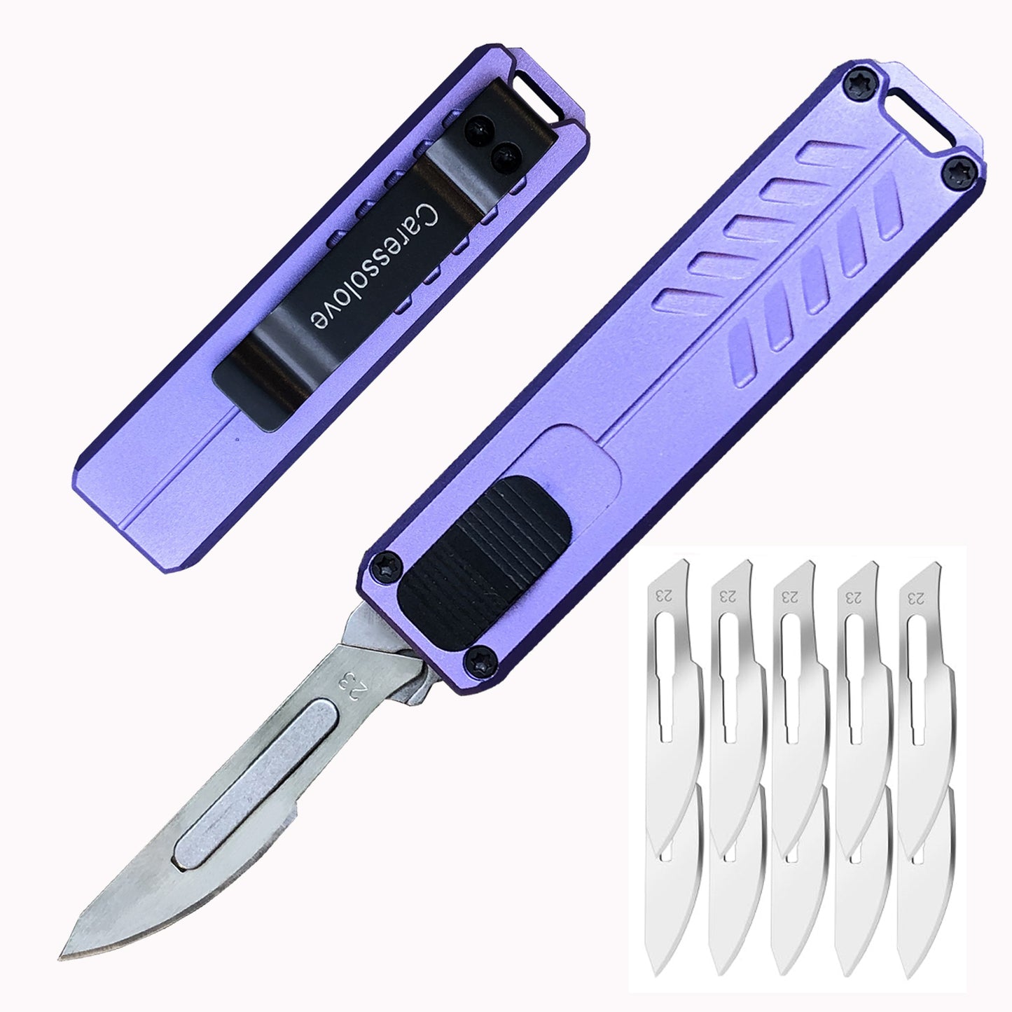 Caressolove Auto Utility Knife with 10pcs #23 Scalpel Blades, Retractable Box Cutter