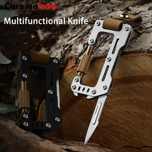 Caressolove Carabiner Exacto Knife, Stainless Steel Emergency Scalpel, Keychain Replaceable Blade Utility Knife, Outdoor EDC Gear Survival Folding Pocket Knives