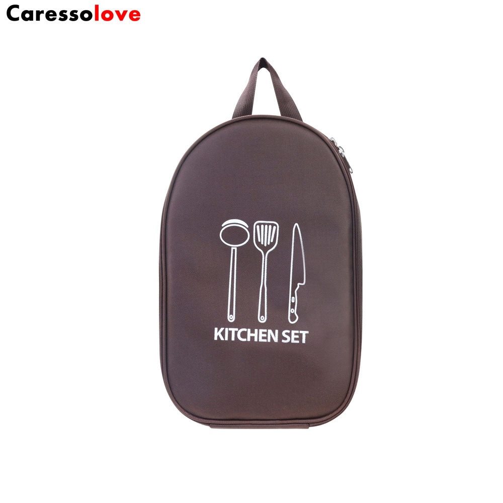 Caressolove Camping Cutlery Storage Bag, Large Capacity Anti Scratch Multiple Compartments Cooking Utensils Storage Portable Pouch For Travel