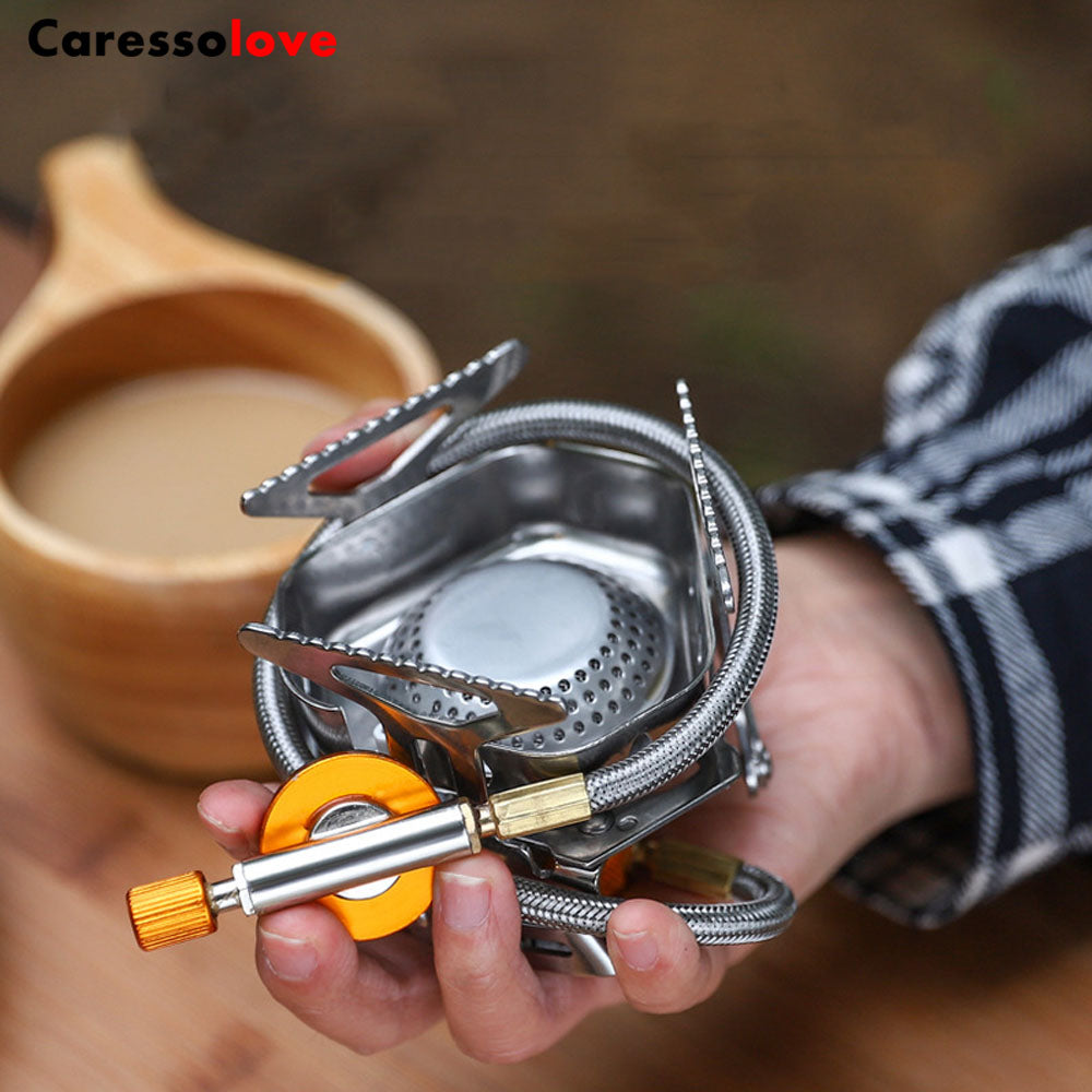 Caressolove 3800W Windproof Camping Gas Stove Portable Foldable Backpacking Stove with Piezo Ignition Outdoor Camping Hiking Picnic Stove Burner