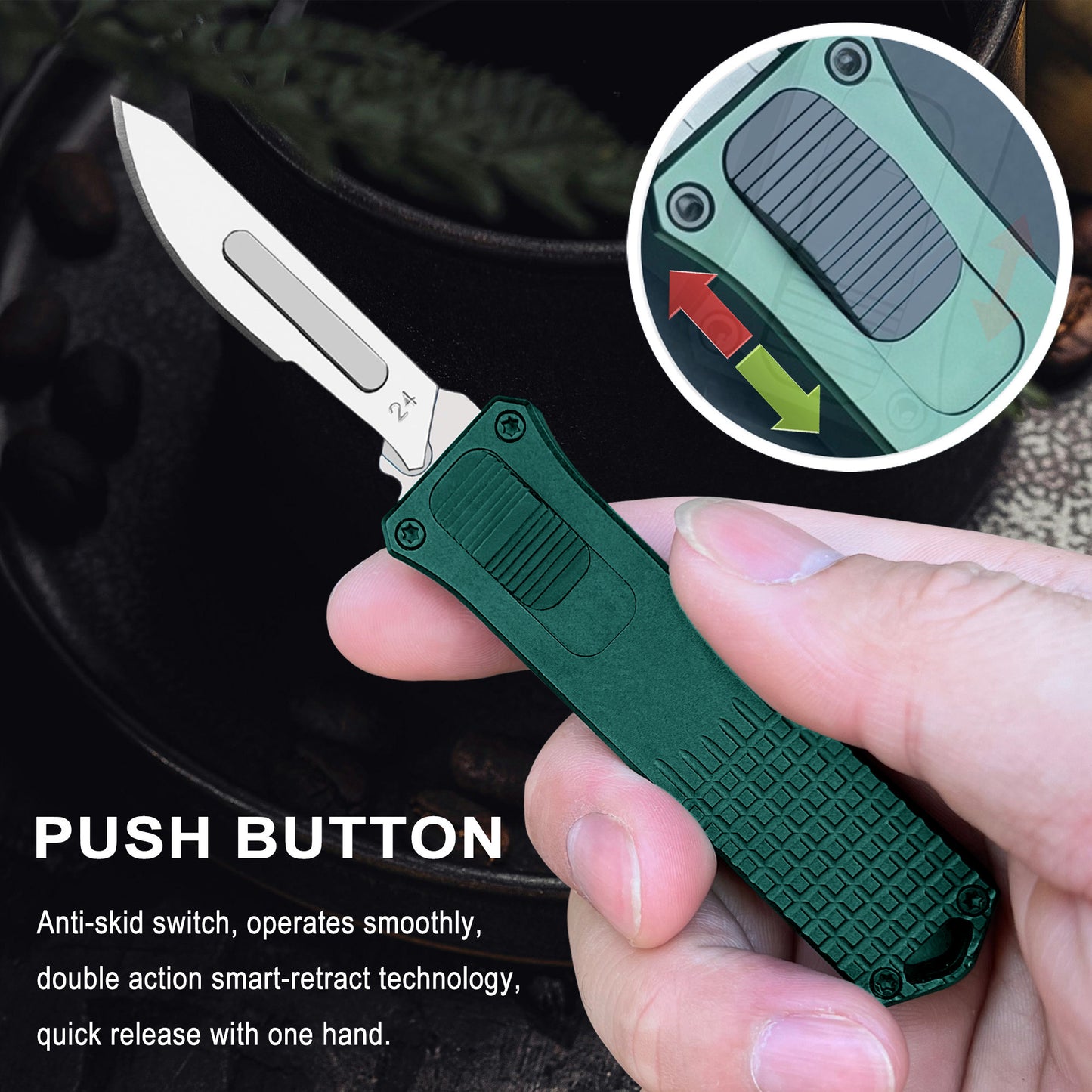 Auto Retractable Utility Knife, Automatic Scalpel Knife Double Action with 10PCS #24 Replaceable Blades, Small Cutting Tool For Arts Crafts DIY Projects