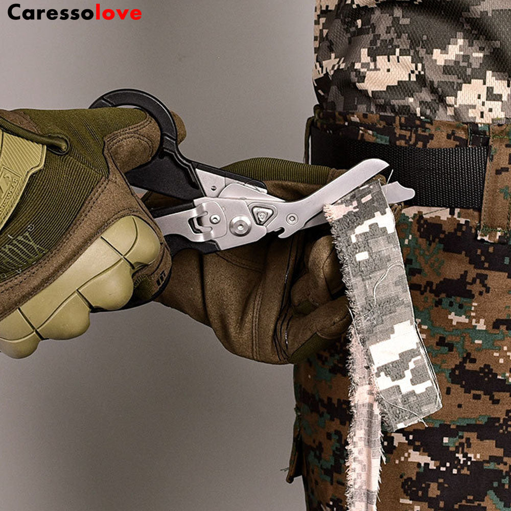 6-in-1 Foldable Emergency Scissors All Purpose Heavy Duty, Stainless Steel Collapsible Multifunction Scissors, With Strap Cutter and Glass Breaker, Outdoor Multitools Fishing Camping Shears Tools