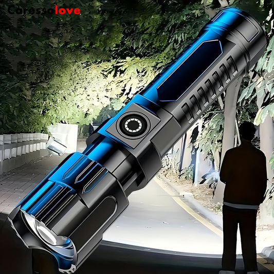 Caressolove Rechargeable LED Flashlights High Lumens, With Telescopic Zoom Super Bright Handheld Flash Light, IPX4 Waterproof Powerful Emergency Linternas for Emergencies Hiking Camping