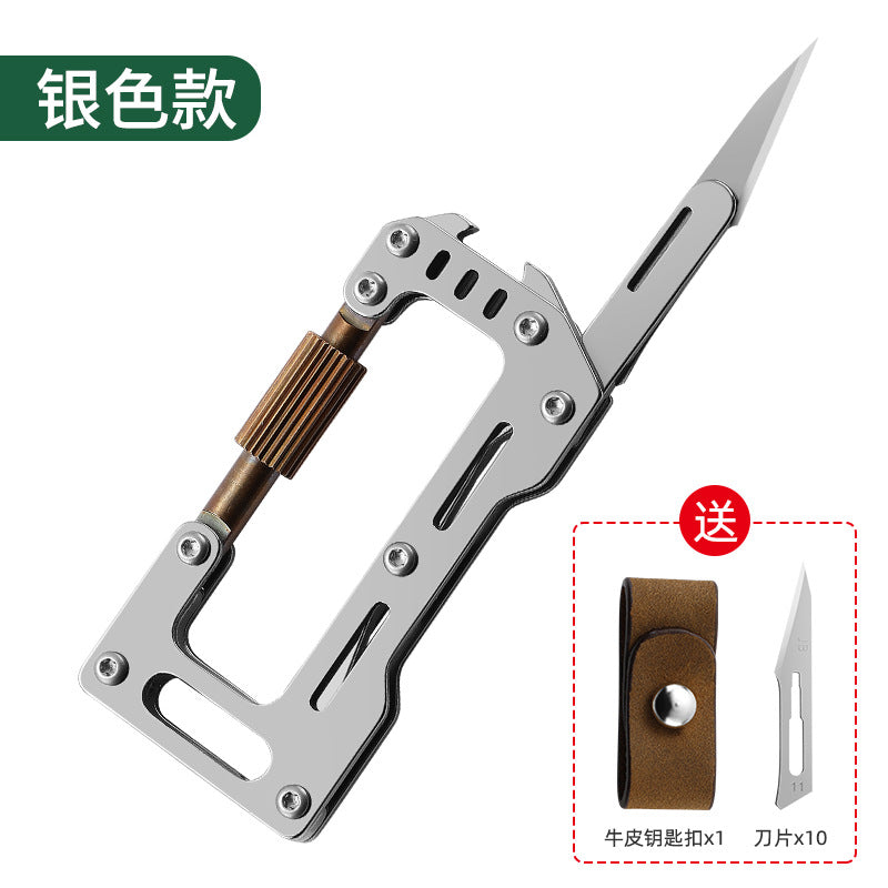 Caressolove Carabiner Exacto Knife, Stainless Steel Emergency Scalpel, Keychain Utility Knife, Outdoor EDC Gear Survival Folding Pocket Knives