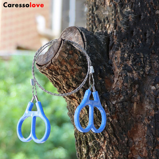 Caressolove - 2 Pack Stainless Steel Wire Saw, 28 inch Emergency Fret Saw, Camping Scroll Saw, Cable Cutting String Bone Rope Saw, Travel Chainsaw for Wood Cutting Hiking