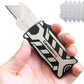 Caressolove Aluminum Alloy Automatically Retracts Box Cutter, Replaceable Blade EDC Pocket Utility Knife With Clip, Black With 5pcs Extra Blades