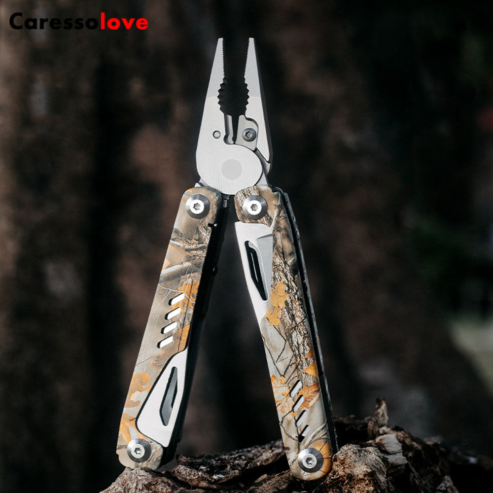 Caressolove Multifunctional Pliers Outdoor Folding Needle Nose Pliers Stainless Steel Multifunctional Tool Pliers With Nylon Sheath
