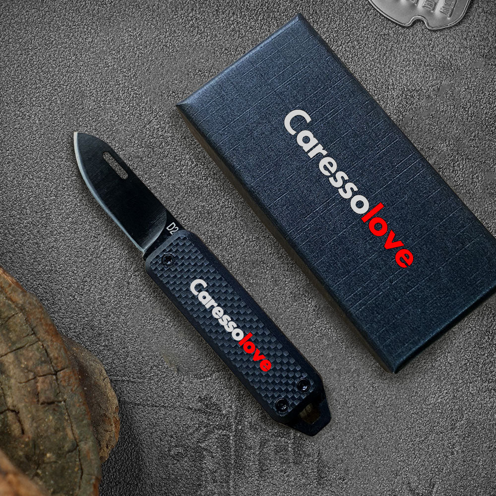Caressolove G10 Small Pocket Knife For Men, Extremely Sharp D2 Steel Keychain EDC Blade, Multifunction Mini Package Opener Little Knife, Portable Lightweight Folding Tiny Pocketknife