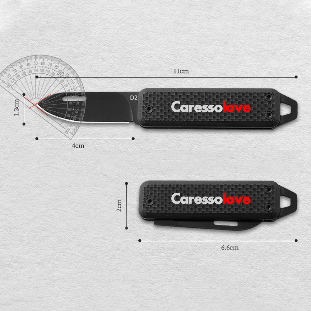 Caressolove G10 Small Pocket Knife For Men, Extremely Sharp D2 Steel Keychain EDC Blade, Multifunction Mini Package Opener Little Knife, Portable Lightweight Folding Tiny Pocketknife