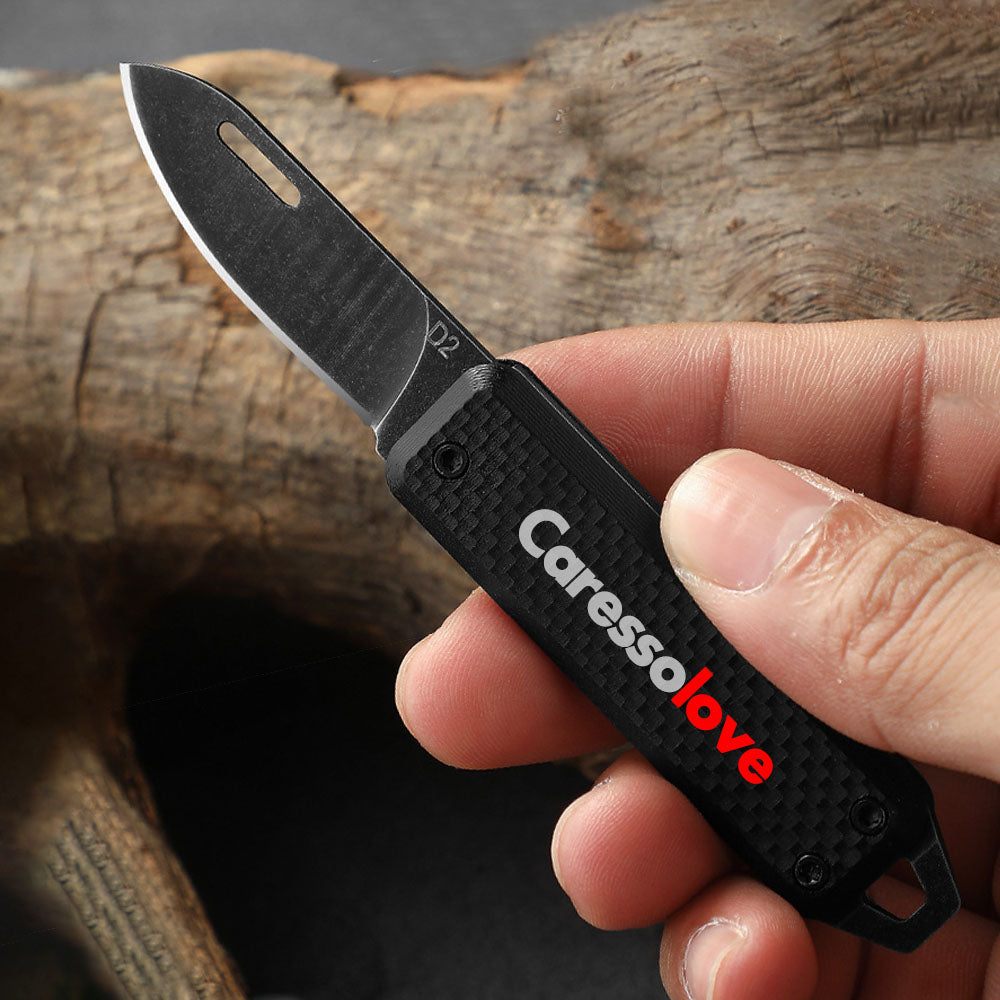 Caressolove G10 Small Pocket Knife For Men, Extremely Sharp D2 Steel Keychain EDC Blade, Multifunction Mini Package Opener Little Knife, Portable Lightweight Folding Tiny Pocketknife