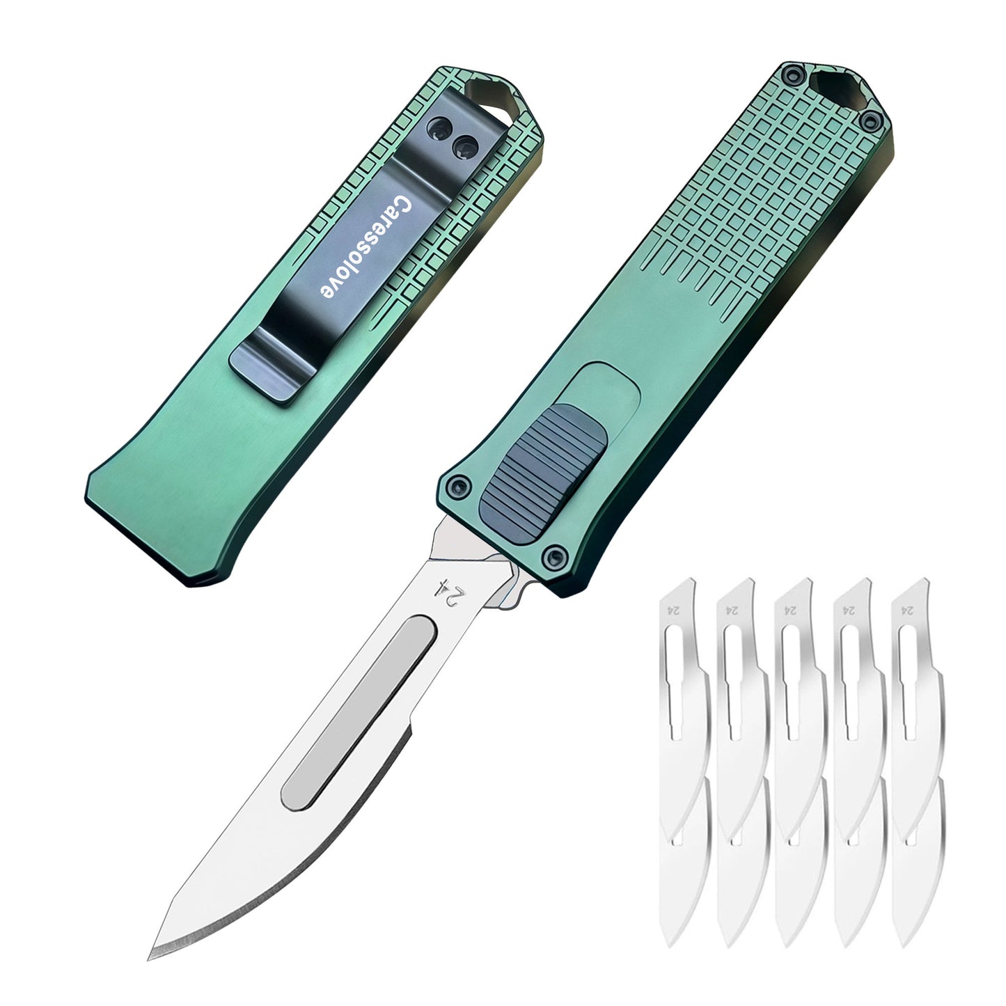 Auto Retractable Utility Knife, Automatic Scalpel Knife Double Action with 10PCS #24 Replaceable Blades, Small Cutting Tool For Arts Crafts DIY Projects