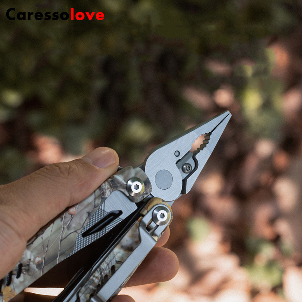 Caressolove Multifunctional Pliers Outdoor Folding Needle Nose Pliers Stainless Steel Multifunctional Tool Pliers With Nylon Sheath