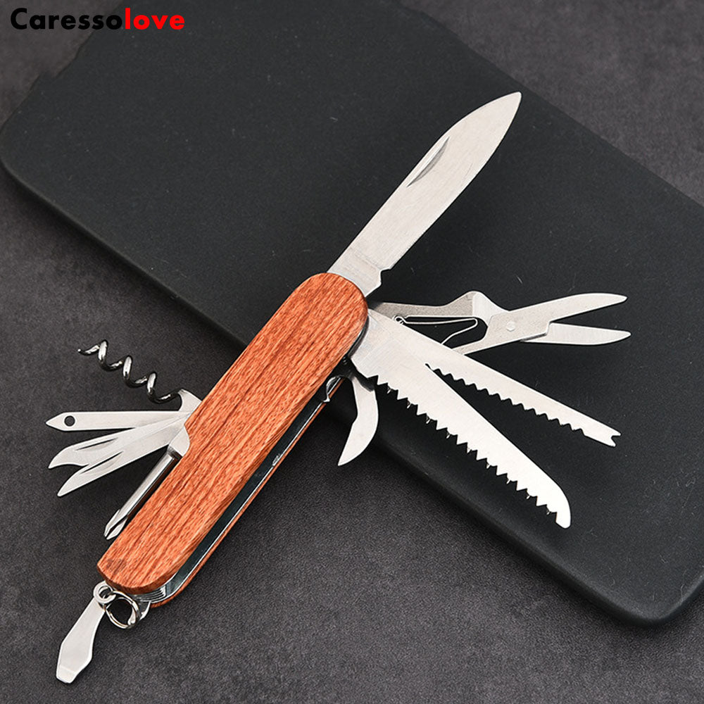 Caressolove 11-in-1 Multi Tool Folding Swiss Knife, With Screwdriver Saw Scissors Opener, Multifunction Pocket Knife Set For Household, Outdoor Camping Hiking Survival Army Knife