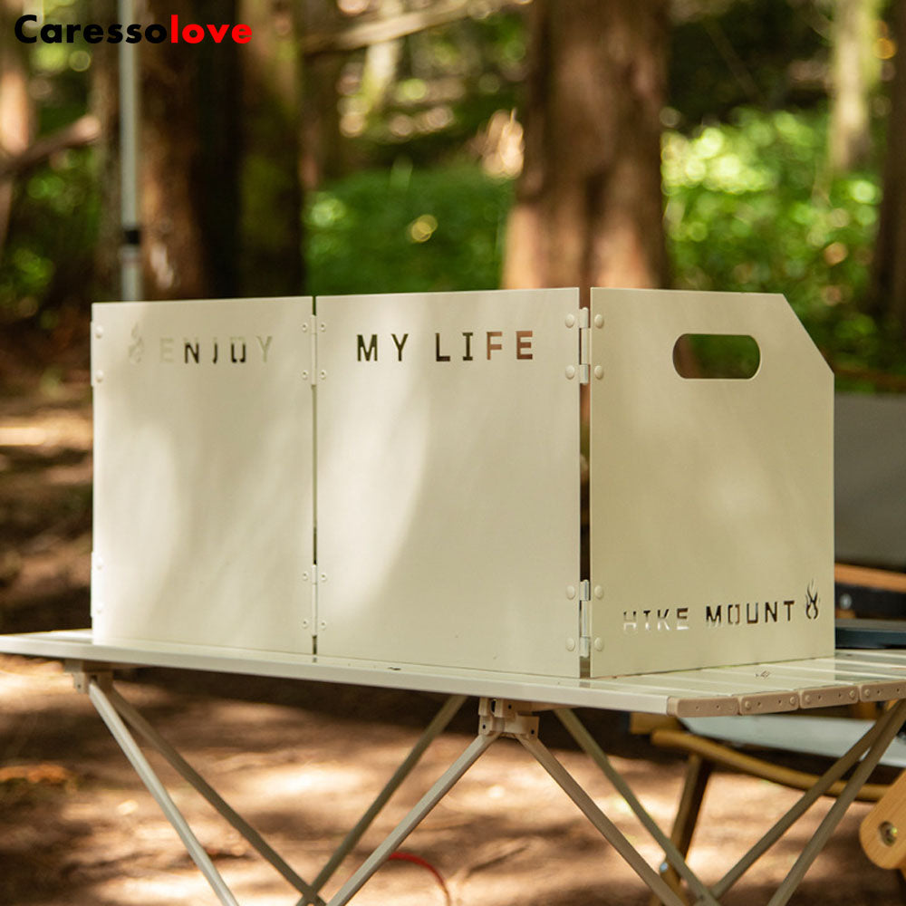 Caressolove Stove Windscreen  Folding Camping Stove Windshield 4 Plates Travel Camping Windscreen Burning Protection Wind Screen for Outdoor BBQ Stove