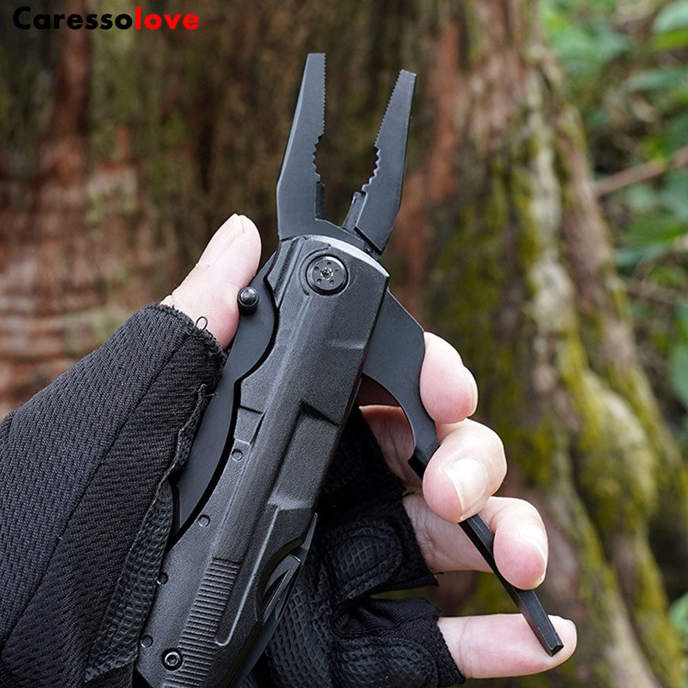 Caressolove Multitool Pocket Pliers Folding Knife Stainless Steel Survival Camping Knife, For Camping Fishing Hiking Hunting Outdoor Bushcraft