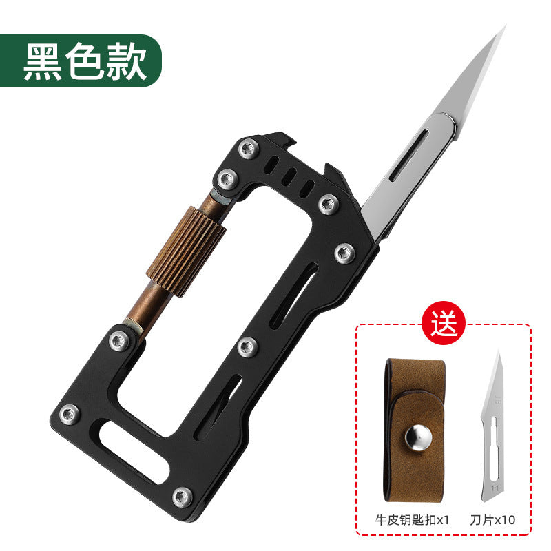 Caressolove Carabiner Exacto Knife, Stainless Steel Emergency Scalpel, Keychain Utility Knife, Outdoor EDC Gear Survival Folding Pocket Knives