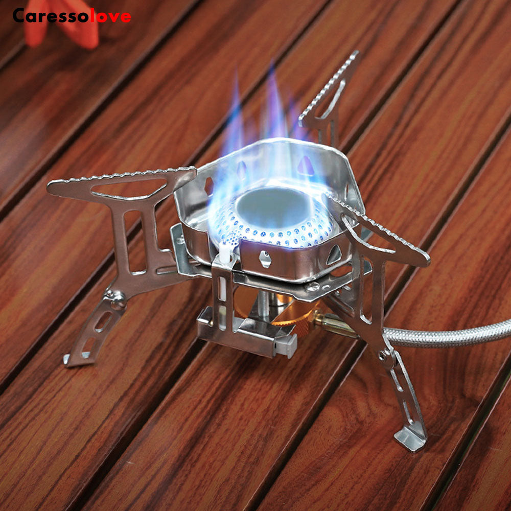Caressolove 3800W Windproof Camping Gas Stove Portable Foldable Backpacking Stove with Piezo Ignition Outdoor Camping Hiking Picnic Stove Burner
