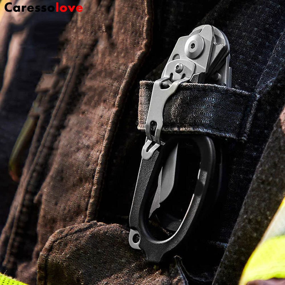 6-in-1 Foldable Emergency Scissors All Purpose Heavy Duty, Stainless Steel Collapsible Multifunction Scissors, With Strap Cutter and Glass Breaker, Outdoor Multitools Fishing Camping Shears Tools