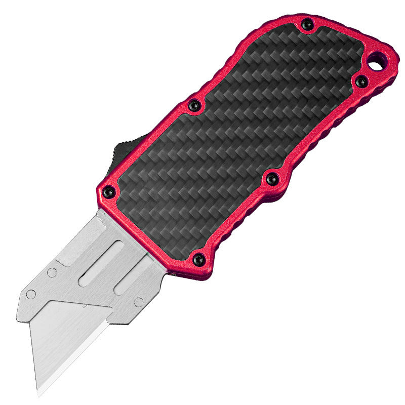 Caressolove Automatic Utility Knife, Blue Auto Retractable Box Cutter, Switch Blades Knife Push Button, Razor Blade Knife with 5PCS Blades