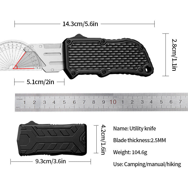 Caressolove Automatic Utility Knife, Green Razor Blades Pocket Knife, Box Cutters Retractable Heavy Duty, Premium Safety Push Button Knife with 5PCS Blades