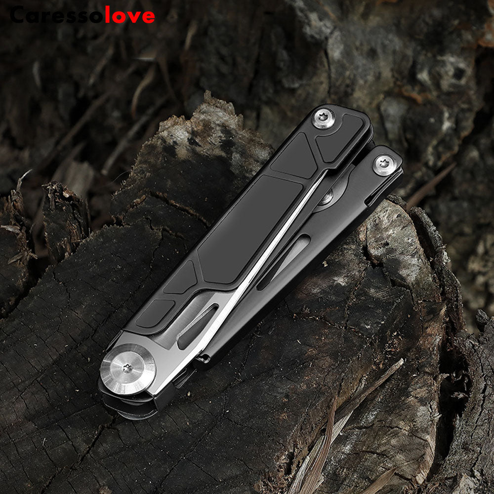 Caressolove Folding Pocket Knife,5-in-1 Stainless Steel Multitool Knife，Survival Tools With Scissors,For Camping, Hiking, Survival