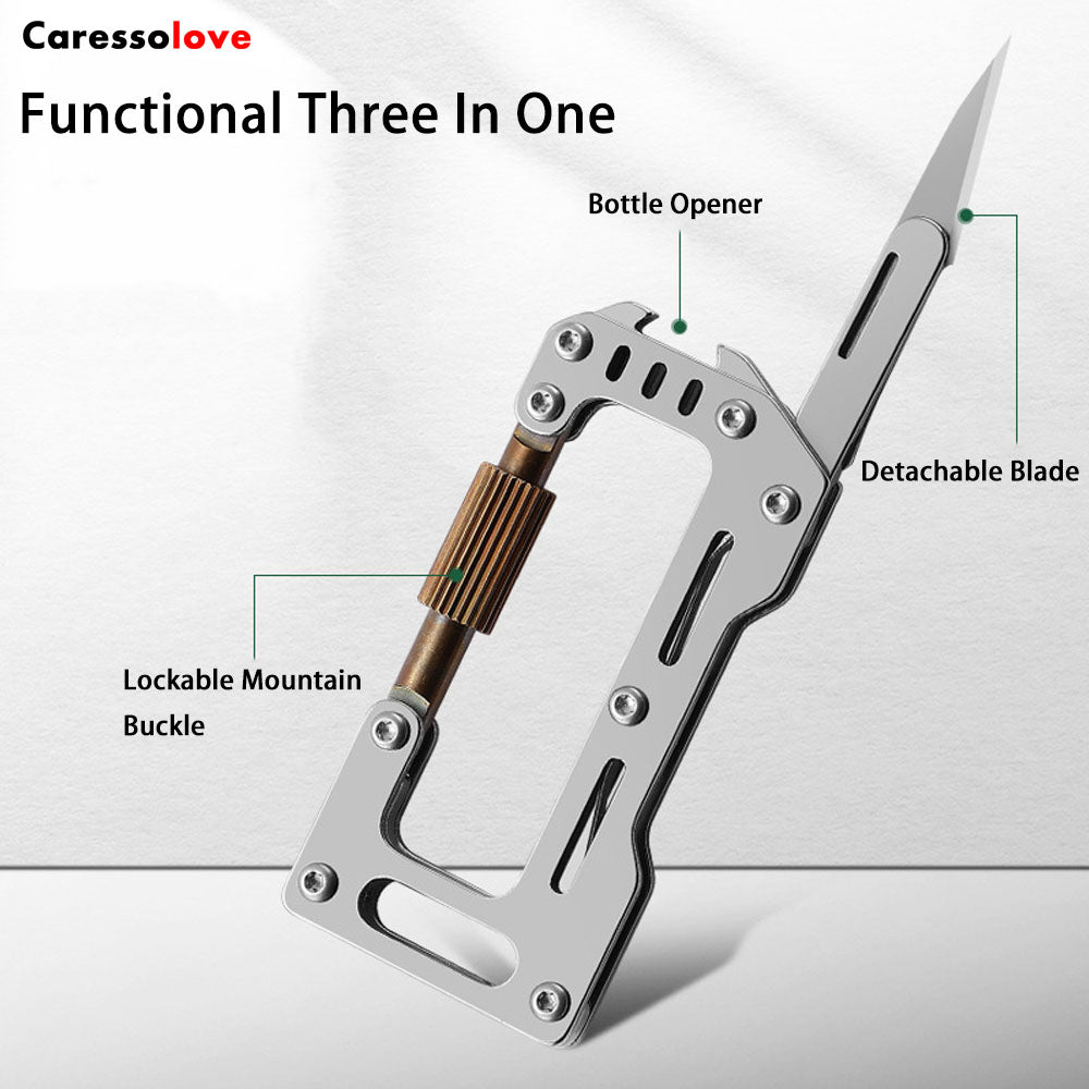 Caressolove Carabiner Exacto Knife, Stainless Steel Emergency Scalpel, Keychain Replaceable Blade Utility Knife, Outdoor EDC Gear Survival Folding Pocket Knives