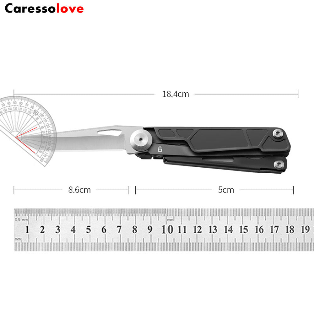 Caressolove Folding Pocket Knife,5-in-1 Stainless Steel Multitool Knife，Survival Tools With Scissors,For Camping, Hiking, Survival