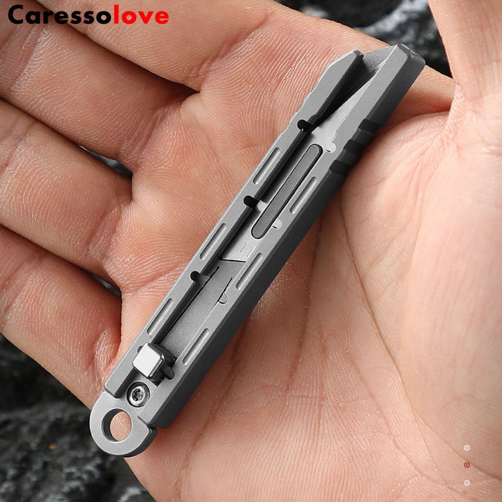 Caressolove Titanium Alloy Utility Knife,Retractable Utility Knife With,Box Cutter For Carton, Cardboard And Box