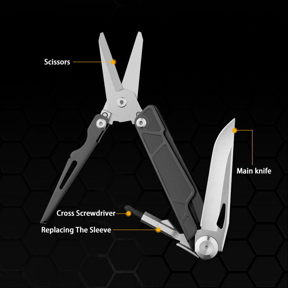 Caressolove Folding Pocket Knife,5-in-1 Stainless Steel Multitool Knife，Survival Tools With Scissors,For Camping, Hiking, Survival