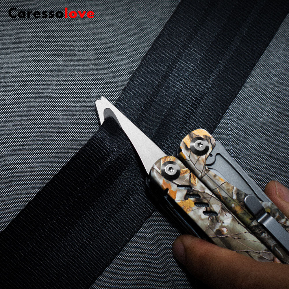 Caressolove Multifunctional Pliers Outdoor Folding Needle Nose Pliers Stainless Steel Multifunctional Tool Pliers With Nylon Sheath