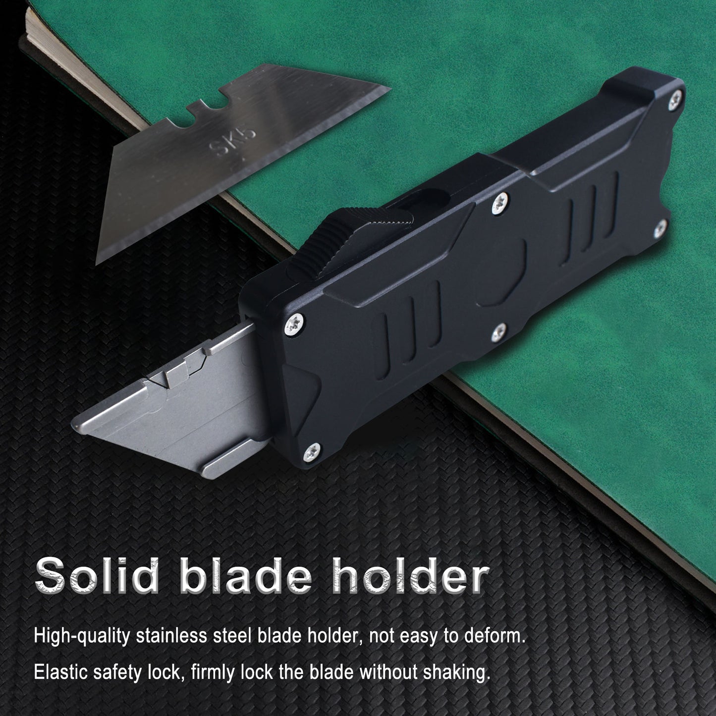 Caressolove Auto Retractable Utility Knife, Aviation Aluminium Automatic Knife Push Button, Out the Front Box Cutter With Belt Clip