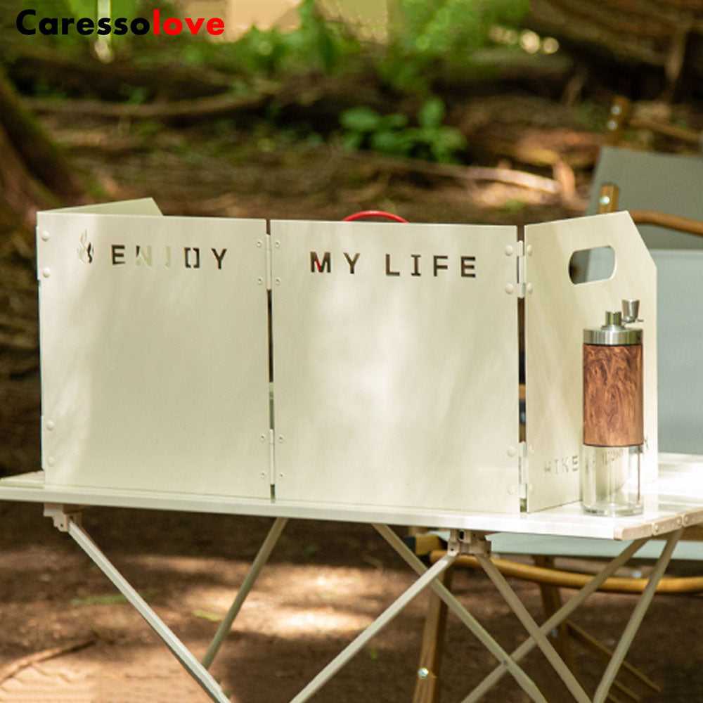 Caressolove Stove Windscreen  Folding Camping Stove Windshield 4 Plates Travel Camping Windscreen Burning Protection Wind Screen for Outdoor BBQ Stove
