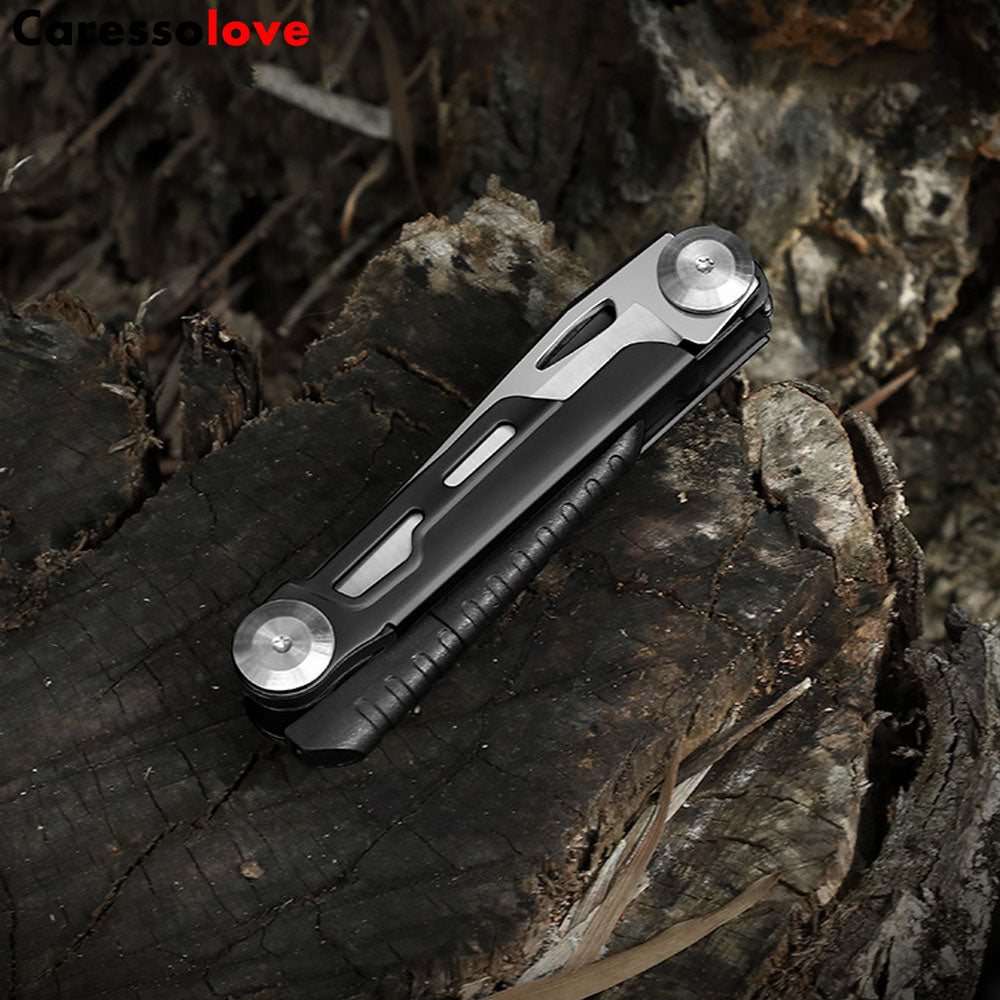 Caressolove Multi Tool Pocket Knife， 8-In-1 Folding Knife, Survival Camping Knife With Fire Starter