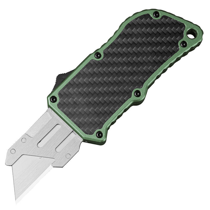 Caressolove Automatic Utility Knife, Blue Auto Retractable Box Cutter, Switch Blades Knife Push Button, Razor Blade Knife with 5PCS Blades