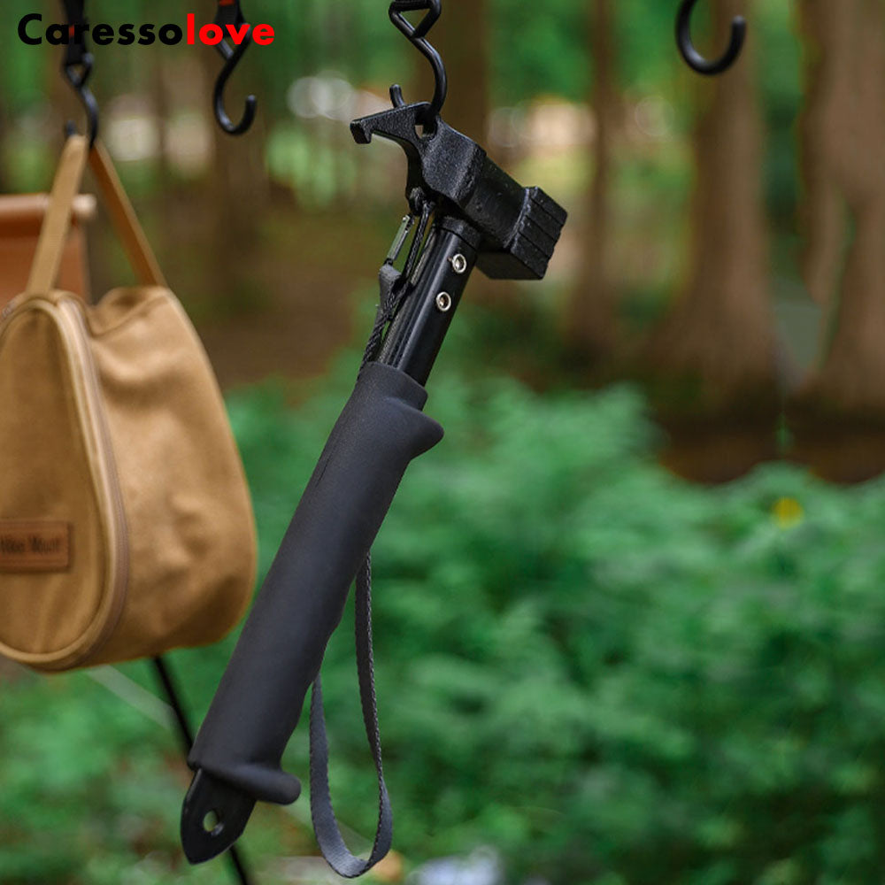 Caressolove Camping Tent Stake Hammer With Tent Stake Remover - Rubber Covered Handle & Holding Strap