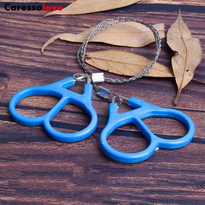 Caressolove - 2 Pack Stainless Steel Wire Saw, 28 inch Emergency Fret Saw, Camping Scroll Saw, Cable Cutting String Bone Rope Saw, Travel Chainsaw for Wood Cutting Hiking