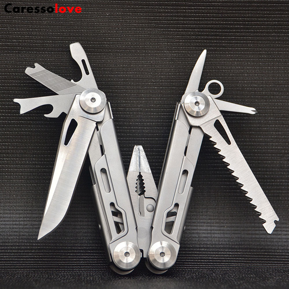 Caressolove Folding Multitool Pliers, With Survival Knife, Screwdriver, Saw, Utility Camping Gear Must Haves, Multifunctional Pocket Pliers, EDC Outdoor Hiking Multi Tool Sets For Men
