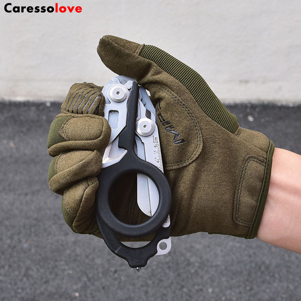 6-in-1 Foldable Emergency Scissors All Purpose Heavy Duty, Stainless Steel Collapsible Multifunction Scissors, With Strap Cutter and Glass Breaker, Outdoor Multitools Fishing Camping Shears Tools