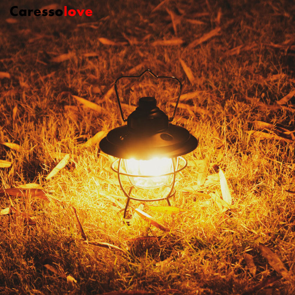 Caressolove LED Camping light Rechargeable Fishing Waterproof Flashlight, Garden Terrace Dimmable Retro Light, Outdoor Tent Fishing Hiking Backpack Emergency Light