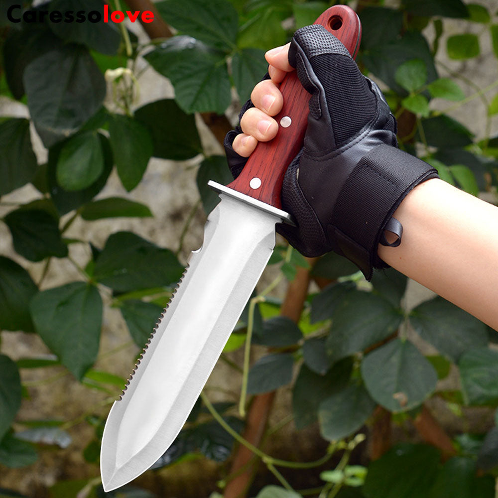 Caressolove Garden Knife Garden Tools With Sheath For Weeding, Digging, Cutting And Planting， Full-Tang Wood Handle.