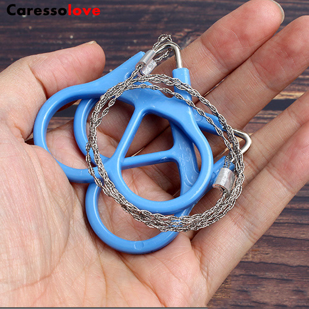 Caressolove - 2 Pack Stainless Steel Wire Saw, 28 inch Emergency Fret Saw, Camping Scroll Saw, Cable Cutting String Bone Rope Saw, Travel Chainsaw for Wood Cutting Hiking