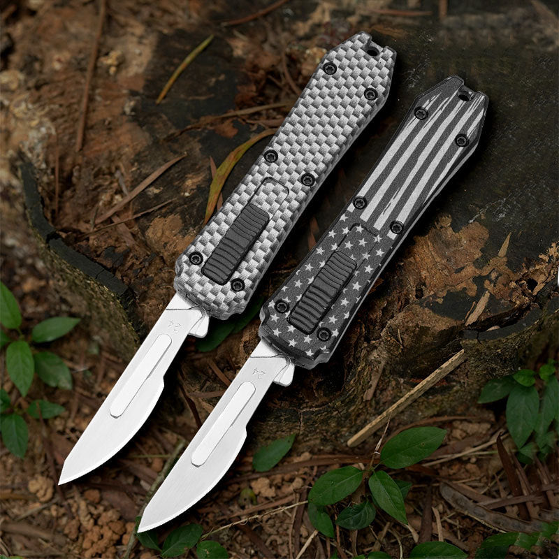 Caressolove Automatic Utility Knife, Auto Box Cutter with 10PCS Scalpel Blades, Retractable Razor Blades Pocket Knife