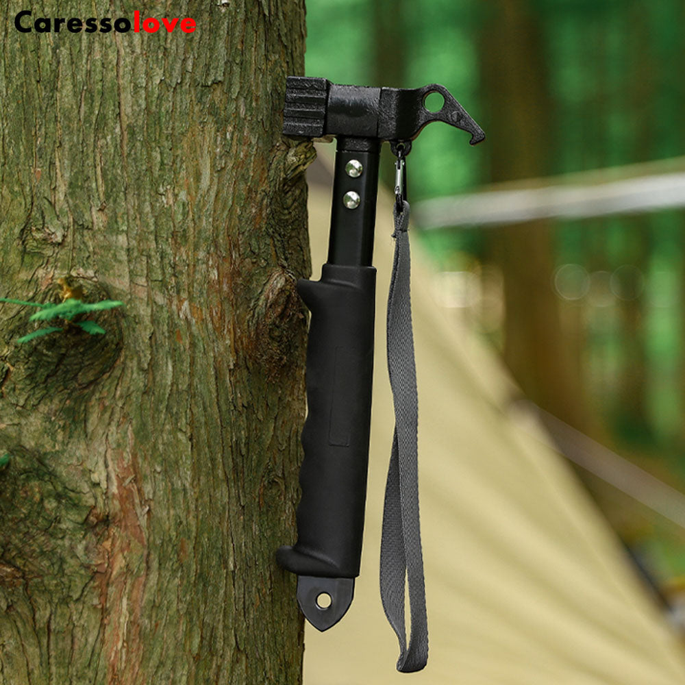 Caressolove Camping Tent Stake Hammer With Tent Stake Remover - Rubber Covered Handle & Holding Strap