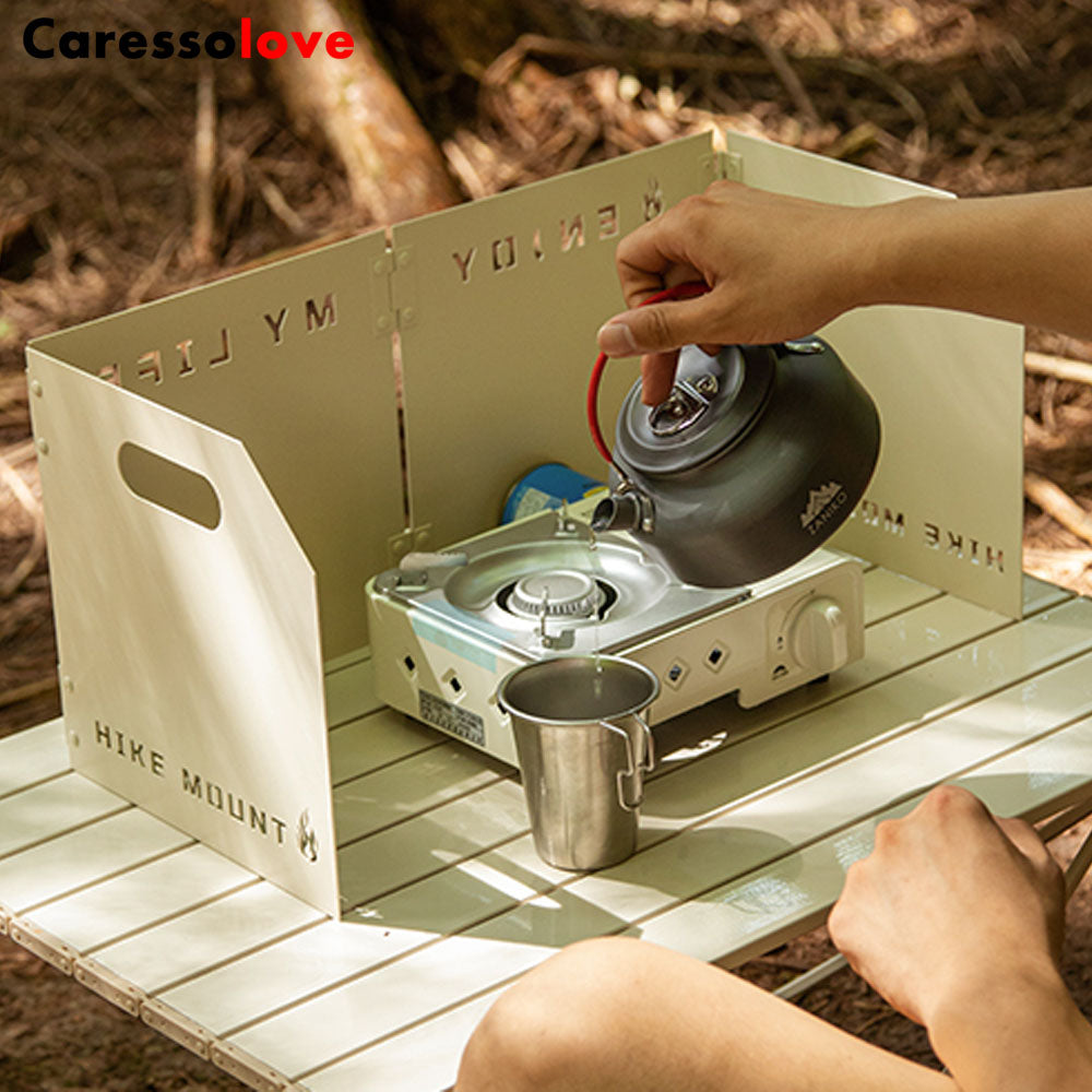 Caressolove Stove Windscreen  Folding Camping Stove Windshield 4 Plates Travel Camping Windscreen Burning Protection Wind Screen for Outdoor BBQ Stove