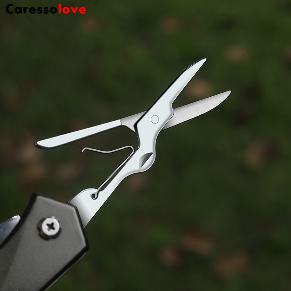 Caressolove 14-in-1 Outdoor Multi Tools Swiss Knife, Keychain Multitool Folding Knife Bottle Opener Scissors Saw, Portable Military tactical Foldable Pocket Knife For Camping Hiking