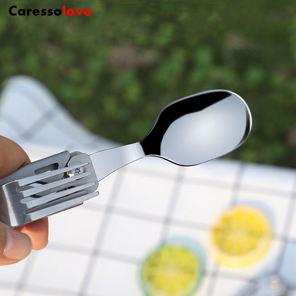 Caressolove Folding Camping Knife Multifunctional Camping Gear Must Haves Tableware Foldable Spork Opener Outdoor Survival Essentials