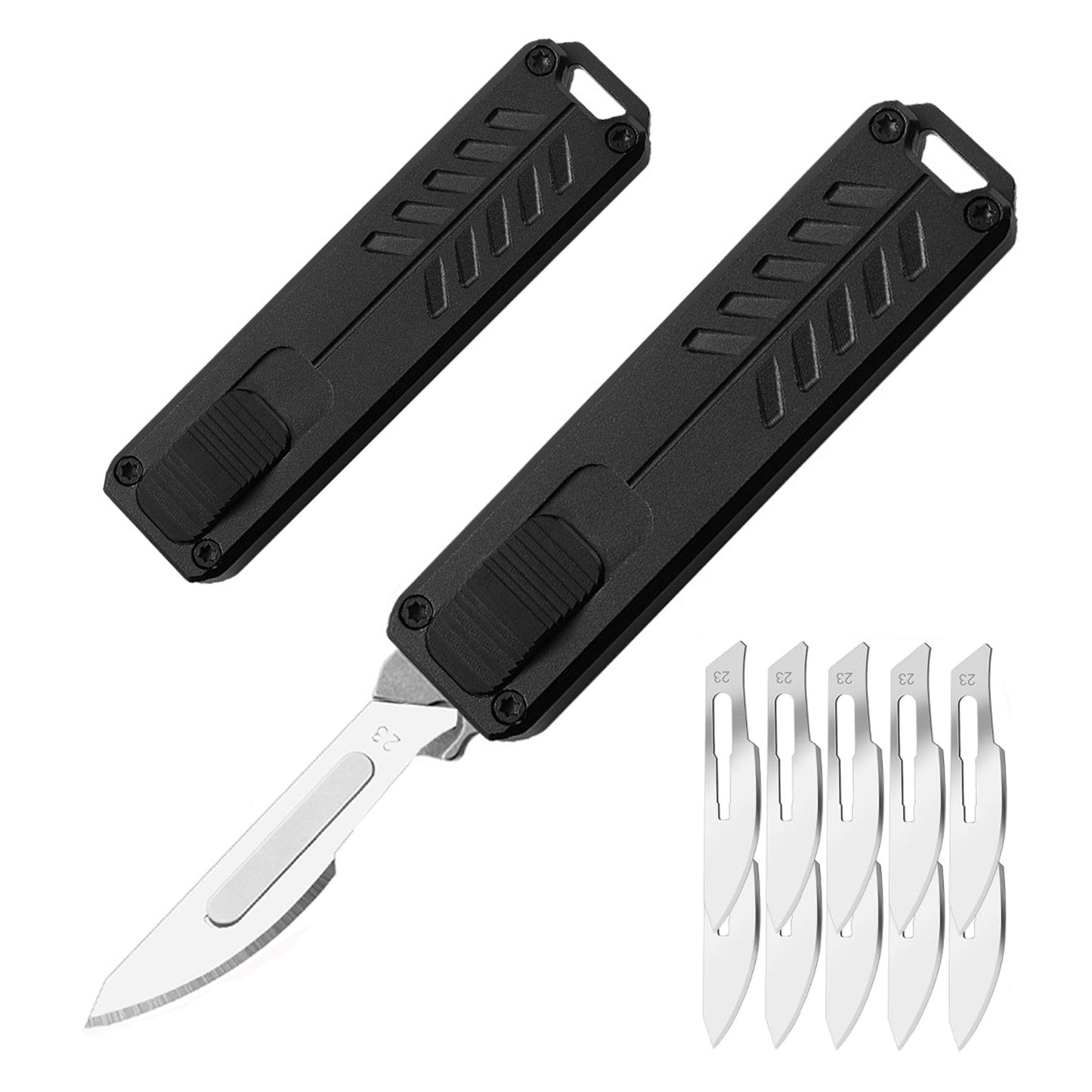 Caressolove Auto Utility Knife with 10pcs #23 Scalpel Blades, Retractable Box Cutter